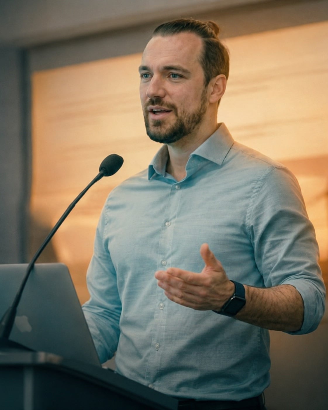 Sergey Syrvachev, Director of Product Engineering at HyperStrong, presenting at an industry event